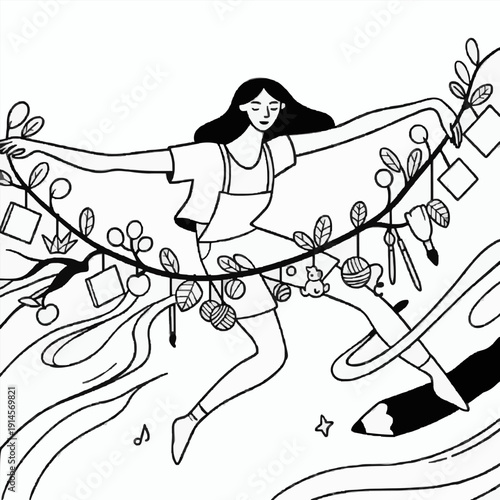 Creative Flow: Woman Embracing Artistic Inspiration