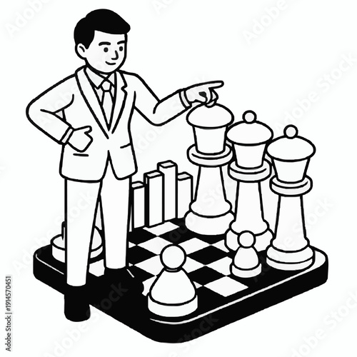 Business Strategy Concept with Chess Pieces & Man