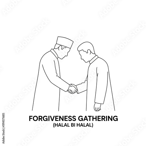 Forgiveness Gathering Halal Bi Halal Illustration Celebrating Reconciliation and Unity