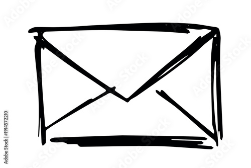 Hand drawn envelope with letter inside Mail and correspondence doodle Love, communication, invitation Single element for design, print, decor