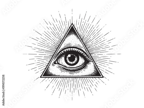 All seeing eye engraving illustration occult symbol art