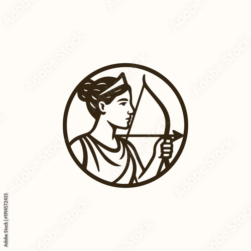 Artemis Archer Olympian Goddess Logo