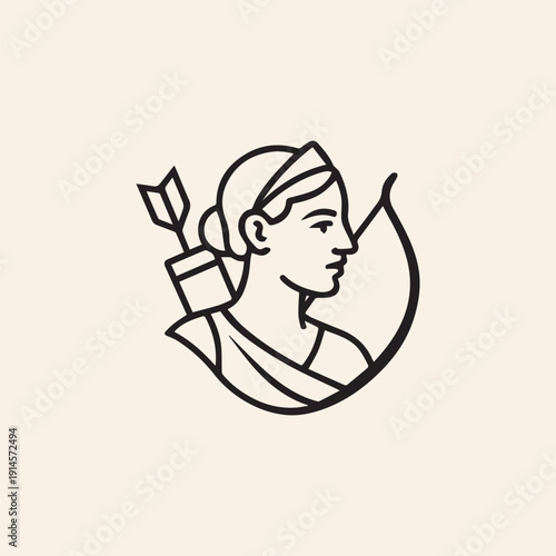 Artemis Archer Olympian Goddess Logo