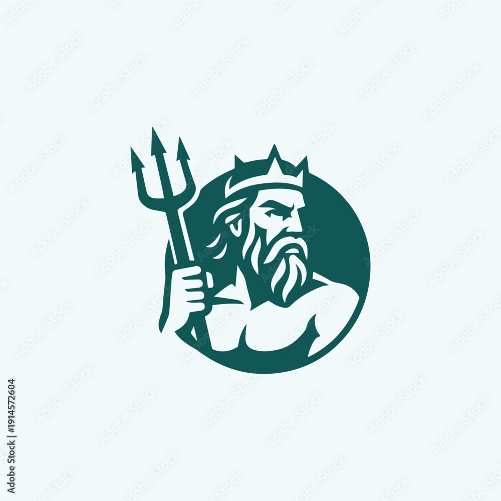 Fototapeta premium Minimalist Poseidon God Logo