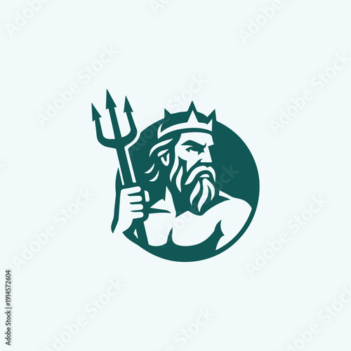 Minimalist Poseidon God Logo