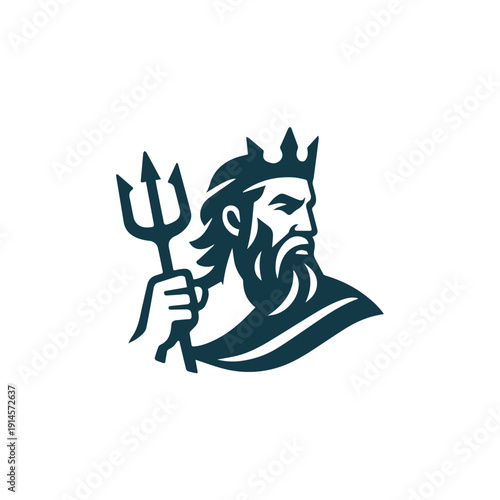 Minimalist Poseidon God Logo