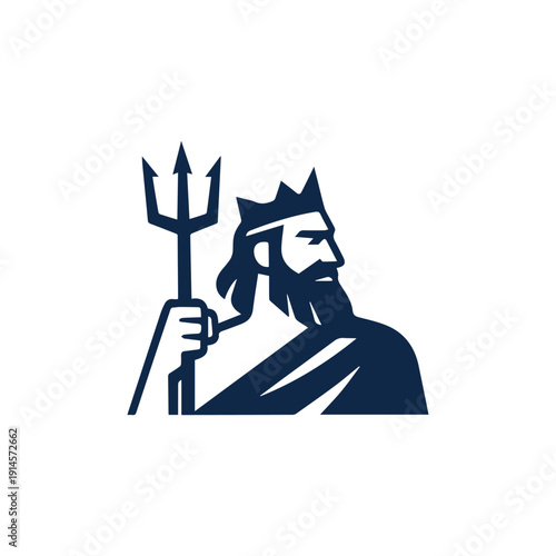 Minimalist Poseidon God Logo