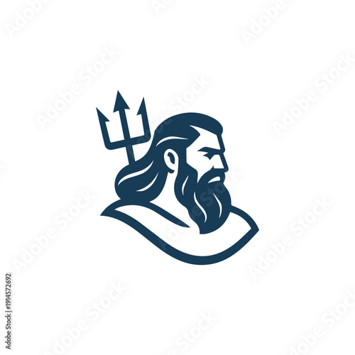 Minimalist Poseidon God Logo