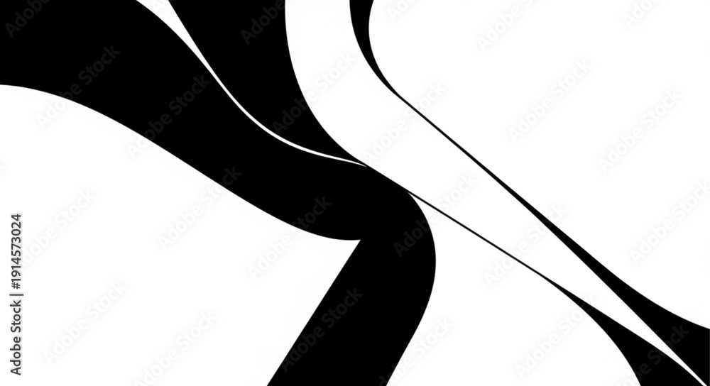Fototapeta premium Abstract black and white flowing lines forming a dynamic pattern.