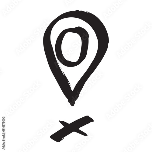 Hand drawn map pin Map marker pointer sign GPS and mapping tools Location pin symbol Pinpoint clipart in doodle style Single element for web, design