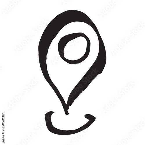 Hand drawn map pin Map marker pointer sign GPS and mapping tools Location pin symbol Pinpoint clipart in doodle style Single element for web, design