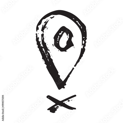 Hand drawn map pin Map marker pointer sign GPS and mapping tools Location pin symbol Pinpoint clipart in doodle style Single element for web, design