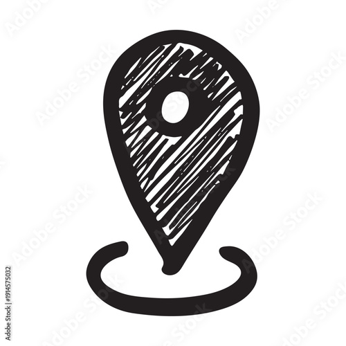 Hand drawn map pin Map marker pointer sign GPS and mapping tools Location pin symbol Pinpoint clipart in doodle style Single element for web, design