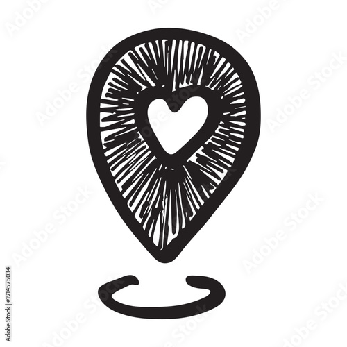 Hand drawn map pin Map marker pointer sign GPS and mapping tools Location pin symbol Pinpoint clipart in doodle style Single element for web, design