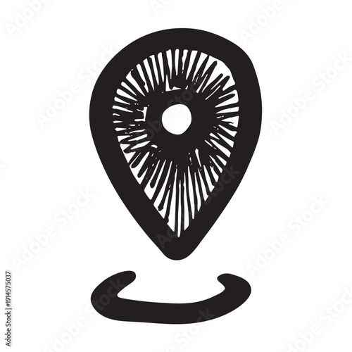 Hand drawn map pin Map marker pointer sign GPS and mapping tools Location pin symbol Pinpoint clipart in doodle style Single element for web, design
