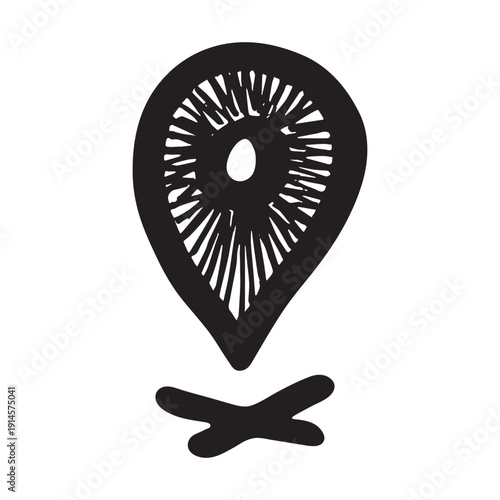 Hand drawn map pin Map marker pointer sign GPS and mapping tools Location pin symbol Pinpoint clipart in doodle style Single element for web, design