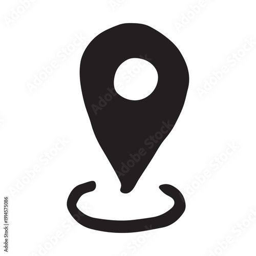 Hand drawn map pin Map marker pointer sign GPS and mapping tools Location pin symbol Pinpoint clipart in doodle style Single element for web, design