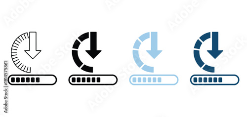 Upgrade icon set multiple style collection, vector icons representing updates