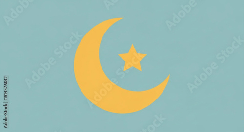 Islamic crescent moon and star symbol.