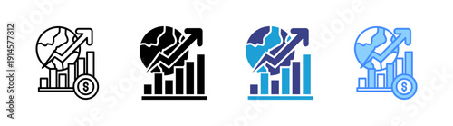 Global Economy icon set multiple style collection