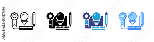 Design Process icon set multiple style collection