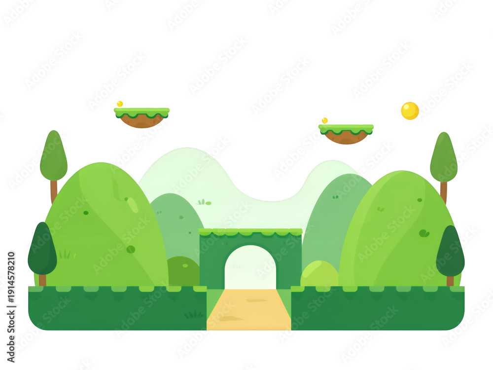 Fototapeta premium Whimsical Floating Tacos Above Green Hills Landscape