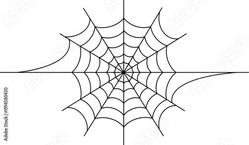 Εκτύπωση καμβά Stylized blue spider web vector illustration with concentric arcs, geometric sym