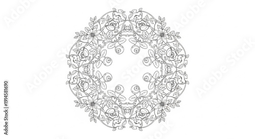 Intricate Circular Floral Pattern Design.