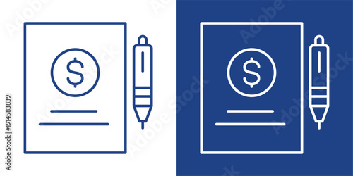 Valuation Blue And White Icon Style Collection