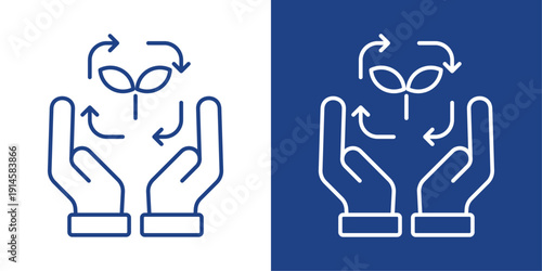 Sustainability Blue And White Icon Style Collection