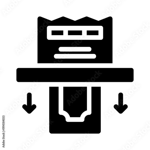 Banknote being inserted into an ATM currency, showcasing financial transactions at a cash machine. Suitable for illustrating banking services and money withdrawal.
