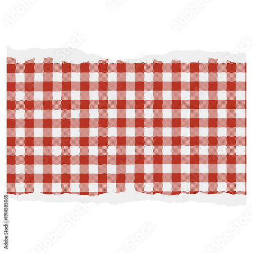 Red Gingham Torn Paper