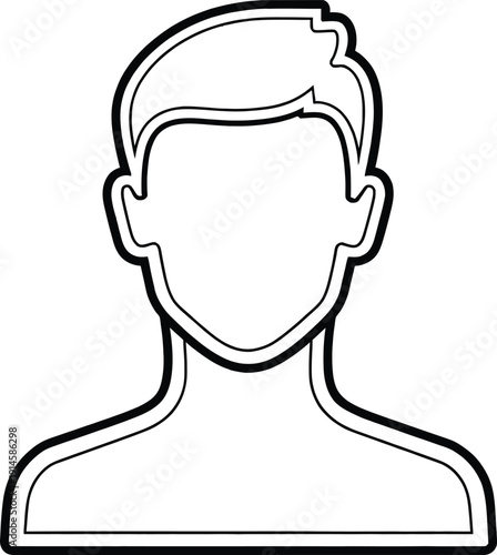 Simple line drawing of a man's head and shoulders without facial features.