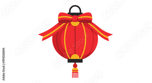 Red Chinese Lantern with Ribbon and tassel