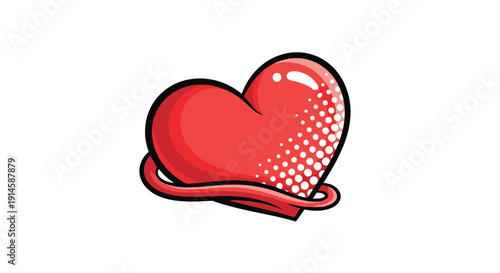 Heart with Ribbon and Dotted Highlight