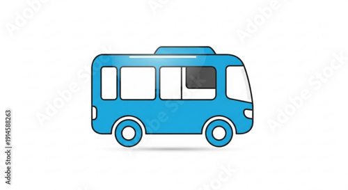 Blue bus vehicle side view illustration on white background