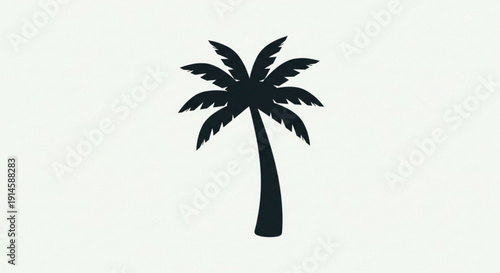 Black silhouette palm tree on white background tropical vacation symbol