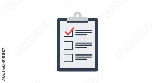 Checklist on clipboard with red checkmark completed task list