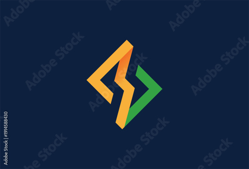 Electric Logo, Abstract letter S and lightning bolt combination, electric design logo template element, vector illustration