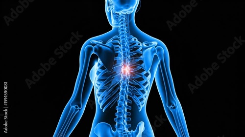 Wallpaper Mural Human skeleton with glowing blue bones and highlighted spine injury Torontodigital.ca