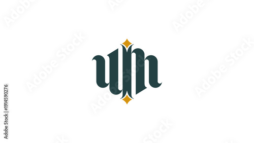 Classic UM Monogram Logo Template with Decorative Typography, Vintage Vector Brand Identity.. Monogram Design With Geometric Shapes And Golden Accents On A White Background,  