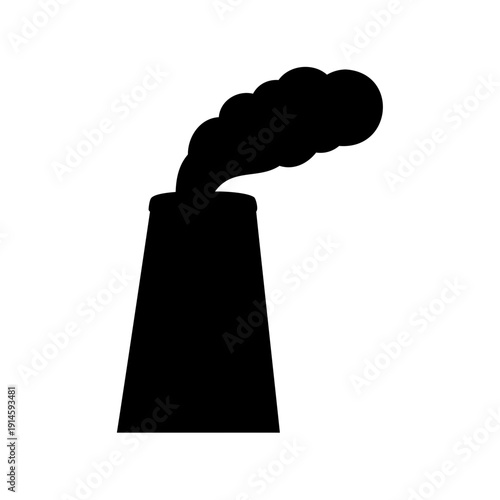 Industrial chimney silhouette with smoke symbolizing air pollution and environmental impact Vector, illustration