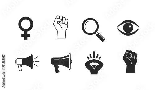 Activism, Women's Rights, and Protest Icon Set
