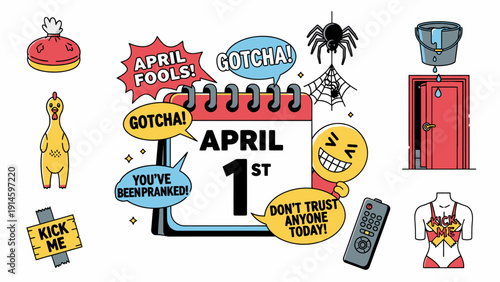 April Fools' Day Prank and Celebration Elements Collection