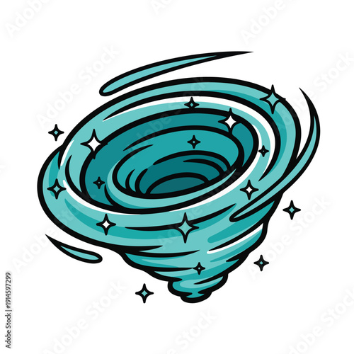 A teal tornado with sparkles