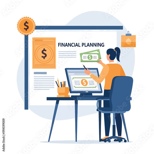 Financial Planning with Woman at Desk