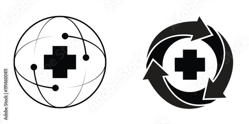 cross shield icon, medical logo, vector illustration