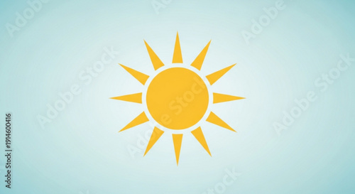 Vibrant yellow sun symbol on gradient blue background illustration