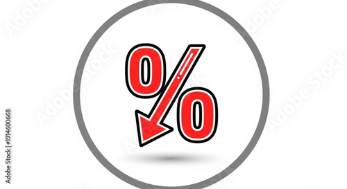 Discount percentage symbol with downward arrow in circle