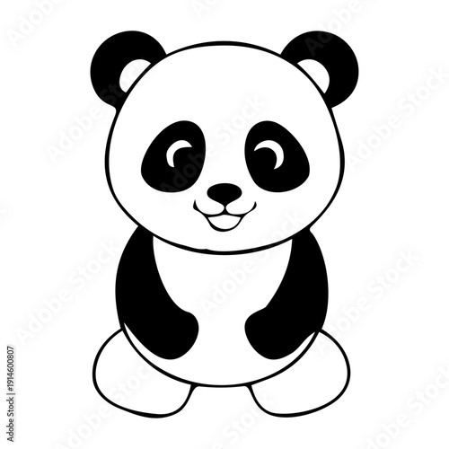 Playful Panda: An adorable panda bear with its distinctive black and white markings, sitting. Its cute expression and huggable form convey a sense of joy and warmth.
